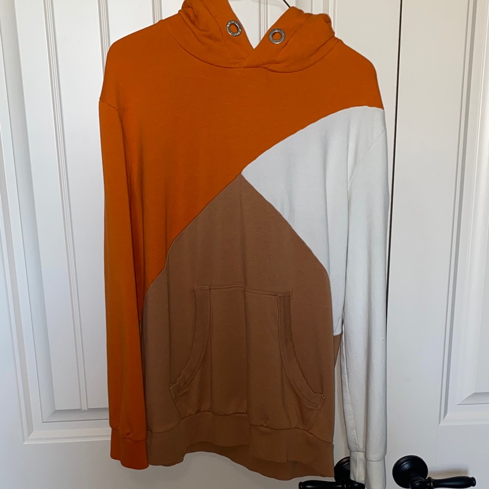 Wanakome Orange, White, and Brown Hoodie